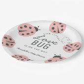 Little Love Bug Pink Ladybug Baby Shower ペーパープレート (アングル)