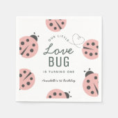 Little Love Bug Pink Ladybug Birthday Napkins スタンダードカクテルナプキン (正面)