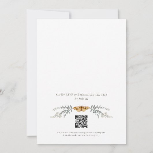 Little Love Bug QR Code Baby Shower Invitation 招待状 (裏面)