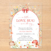 Little Love Bug Wildflower Baby Shower アクリル招待状 (正面)
