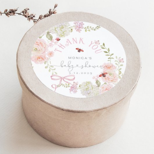 Little Love Bug Wildflower Baby Shower Thank you ラウンドシール