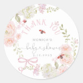 Little Love Bug Wildflower Baby Shower Thank you ラウンドシール (正面)