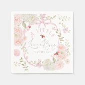 Little Love Bug Wildflower Pink Bow Baby Shower スタンダードカクテルナプキン (正面)
