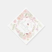 Little Love Bug Wildflower Pink Bow Baby Shower スタンダードカクテルナプキン (角)