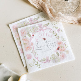 Little Love Bug Wildflower Pink Bow Baby Shower スタンダードカクテルナプキン