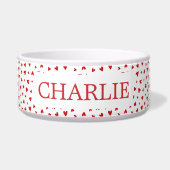 Little Love Hearts Pattern - Personalised Pet Bowl ボウル (正面)