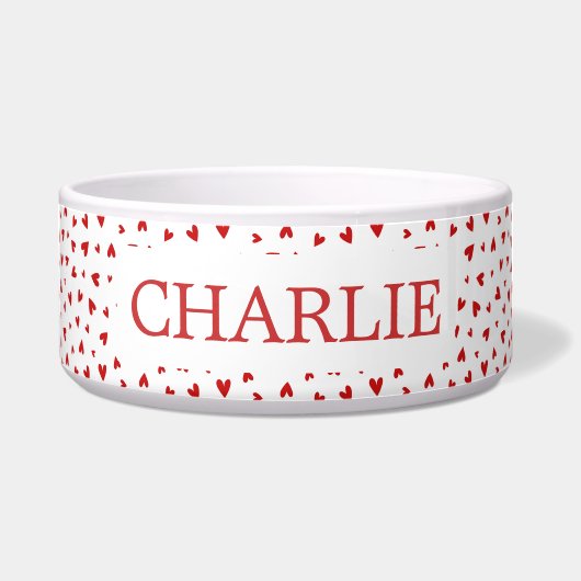 Little Love Hearts Pattern - Personalised Pet Bowl ボウル (正面)