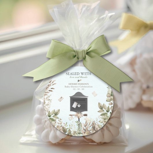 Little Love Letters Baby Shower Stickers ラウンドシール