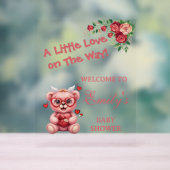 Little Love On The Way! ピンクのベビーシャワー アクリルサイン (ニュートラル)