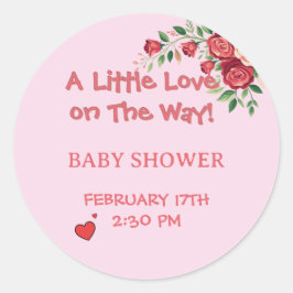 Little Love On The Way! ピンクのベビーシャワー ラウンドシール