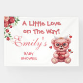 Little Love On The Way! ピンクのベビーシャワー  横断幕 (横)