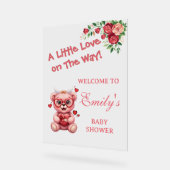 Little Love On The Way! Pink Baby Shower  アクリルサイン (傾斜)