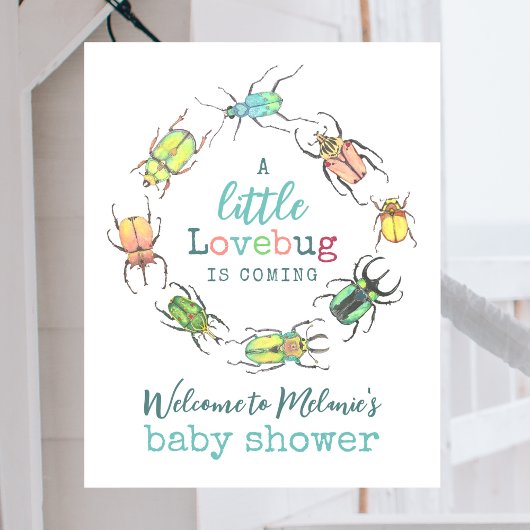 Little Lovebug Baby Shower Welcome ウィンドウサイン