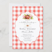 Little Lovebug Gingham Baby Shower  招待状 (正面)