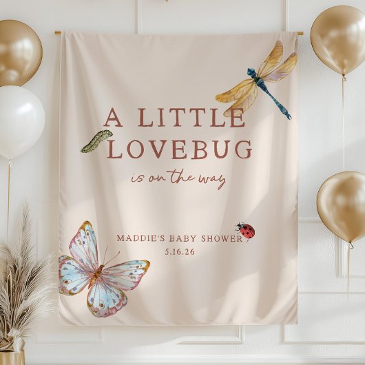 Little Lovebug on the Way Baby Shower Banner, Cute タペストリー