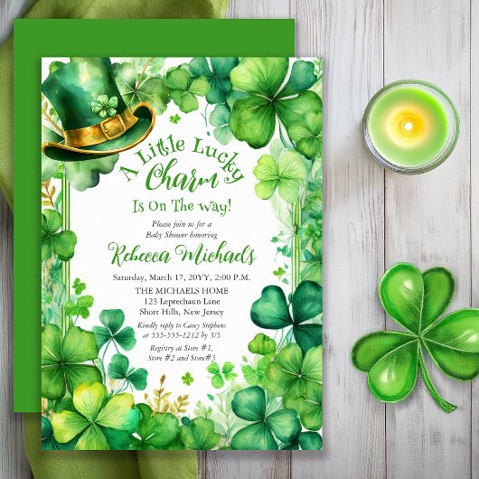 Little Lucky Charm St. Patrick’s Day Baby Shower 招待状