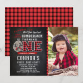 Little Lumberjack誕生日招待状と写真 招待状 (正面/裏面)