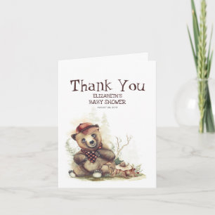 Little Lumberjack Bear Baby Showerありがとう サンキューカード