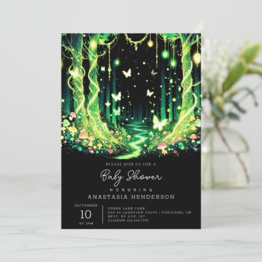  Little Magical Enchanted Forest Baby Shower  招待状 (スタンド正面)