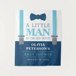 Little Man Baby Shower Backdrop, Navy, Baby Blue タペストリー