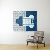 Little Man Baby Shower Backdrop, Navy, Gray タペストリー (インサイチュ(横))