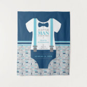 Little Man Baby Shower Backdrop, Navy, Gray タペストリー (正面)