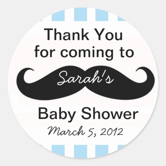 Little Man Baby Shower party Favy Stickers gift ラウンドシール (正面)