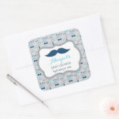 Little Man Baby Shower Sticker, Baby Blue, Navy スクエアシール (封筒)