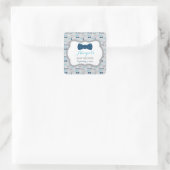 Little Man Baby Shower Sticker, Baby Blue, Navy スクエアシール (バッグ)