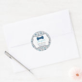 Little Man Baby Shower Sticker, Baby Blue, Navy ラウンドシール (封筒)
