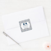 Little Man Baby Shower Sticker, Navy Blue, Gray スクエアシール (封筒)