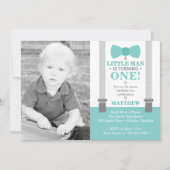 Little Man Birthday Party Invitation with Photo 招待状 (正面)
