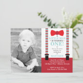 Little Man Birthday Party Invitation with Photo 招待状 (スタンド正面)