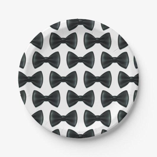 Little Man Bow Tieをテーマにした赤ちゃんシャワー ペーパープレート (正面)