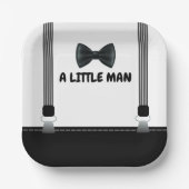 Little Man Bow Tieをテーマにした赤ちゃんシャワー ペーパープレート (正面)