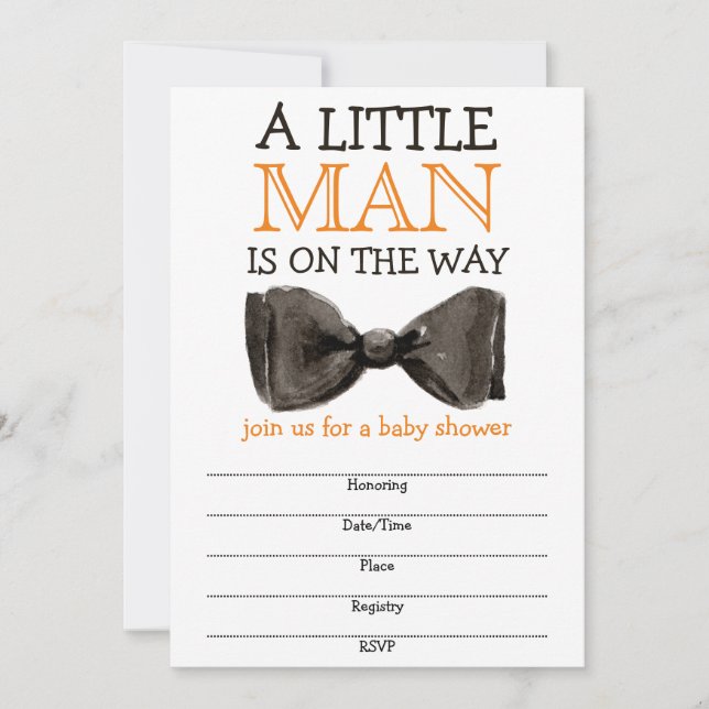 Little Man Bow tie Boy Baby Shower (正面)