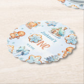 Little Man Christmas Cookie boy 1st birthday ペーパーコースター (アングル)