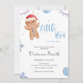 Little Man Gingerbread Christmas Boy Baby Shower 招待状 (正面)