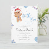Little Man Gingerbread Christmas Boy Baby Shower 招待状 (スタンド正面)