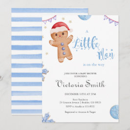 Little Man Gingerbread Christmas Boy Baby Shower 招待状