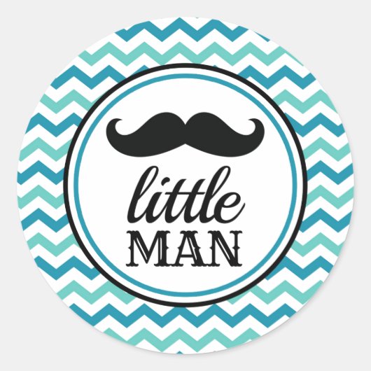 Little Man Mustache Baby Shower Stickers - LM ラウンドシール (正面)