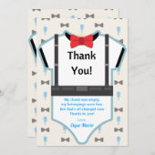 Little Man On the Way Baby Showerサンキューカード 招待状 (正面/裏面)