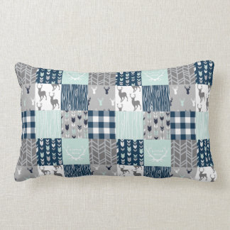 Little Man Patchwork – 造幣局、海軍、グレー ランバークッション