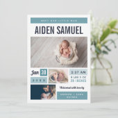 Little Man Photo Collage Birth Announcement 案内状 (スタンド正面)