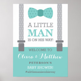 Little Man Welcome Sign Poster, Baby Shower ポスター