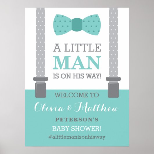 Little Man Welcome Sign Poster, Baby Shower ポスター (正面)