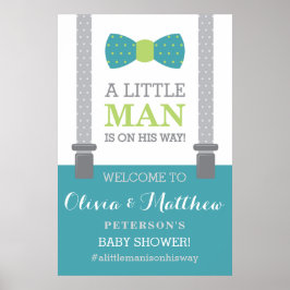 Little Man Welcome Sign Poster, Baby Shower ポスター