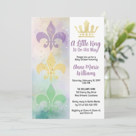 Little Mardi Gras King Baby Shower  招待状 (スタンド正面)