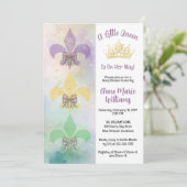 Little Mardi Gras Queen Fleur de Lis Baby Shower 招待状 (スタンド正面)