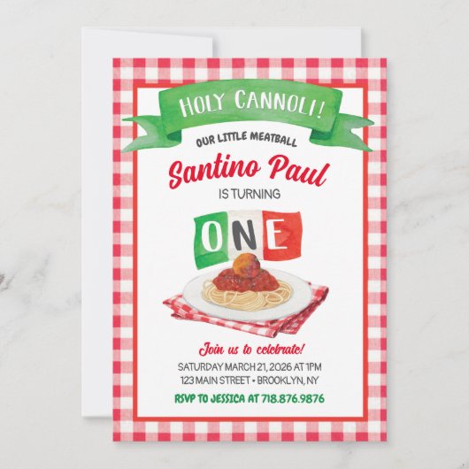 Little MEATBALL 1st BIRTHDAY INVITATION  招待状 (正面)